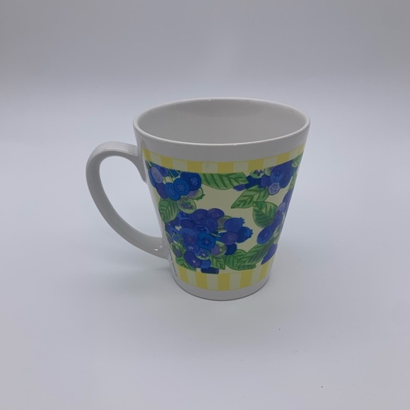 Vtg. Cape Shore, Andrea Tachiera Yellow & Blueberries 12 Oz Coffee Mug - Picture 1 of 8